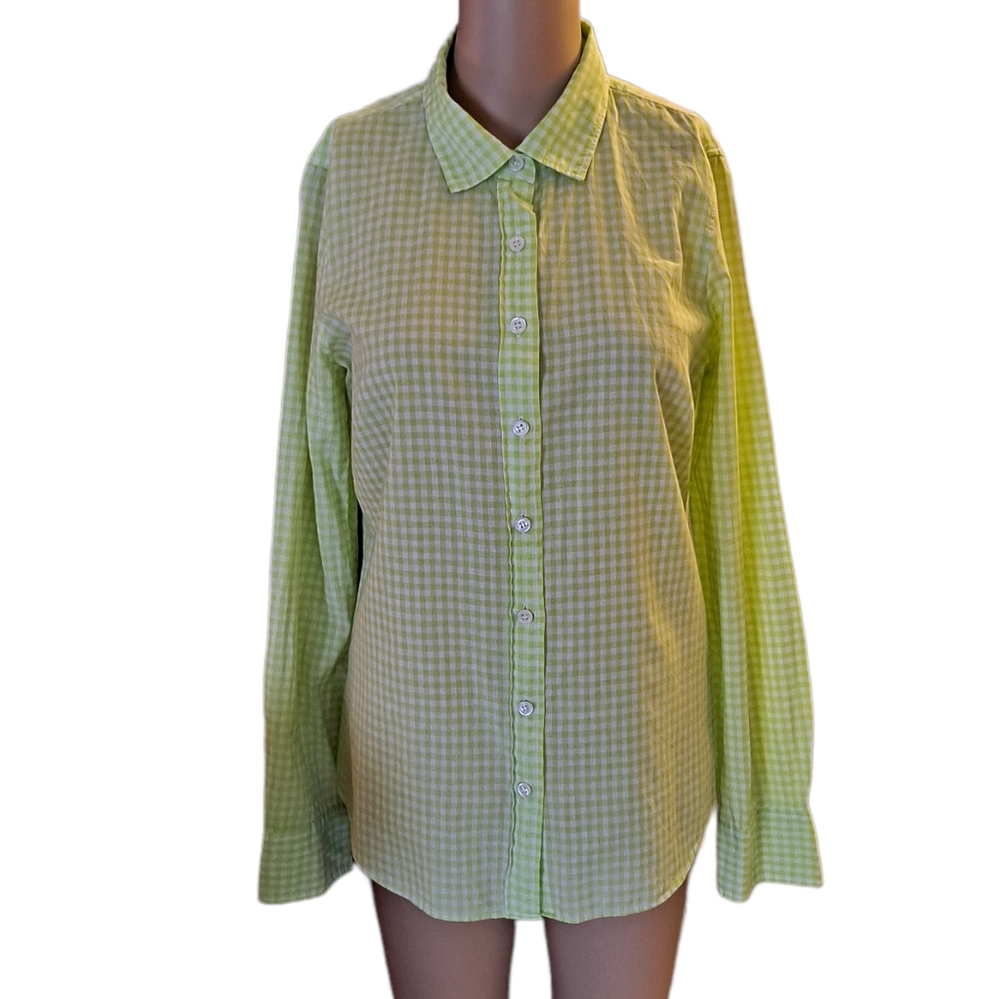 "The Perfect Shirt" by J. Crew green/white plaid long sleeve button down…